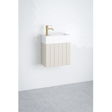Lottie V-Groove 480mm Wall Hung Small Space Vanity with Ceramic Countertop
